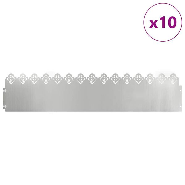 vidaXL Plenkanter 10 pcs s&oslash;lv 103 x 0,05 x 22 cm Galvanisert St&aring;l