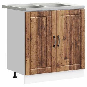 vidaXL Vaskeskap med lagring Lucca 2 pcs Gammelt tre Konstruert tre