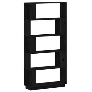 vidaXL Bokhylle/romdeler svart 80x25x163,5 cm heltre furu
