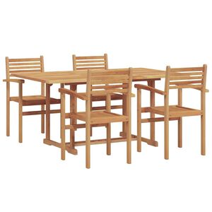 vidaXL Hage Spisegruppe 5 pcs Naturlig Solid teaktre