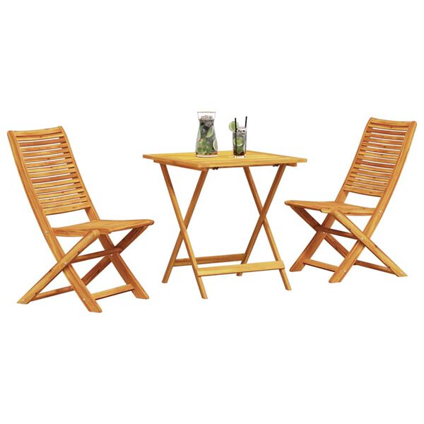 vidaXL Sammenleggbart Bistrosett 3 pcs Brun Solid akasietre