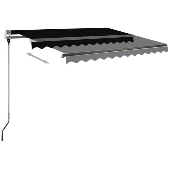 vidaXL Manuell uttrekkbar markise med LED 350x250 cm antrasitt
