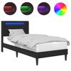 vidaXL Sengestamme med LED-lysstrimler Svart 90 x 190 cm Kunstl&aelig;r