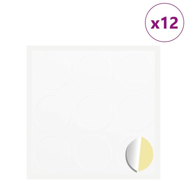 vidaXL Klistremerke 12 pcs Hvit &Oslash; 20 x 0,5 mm Papir