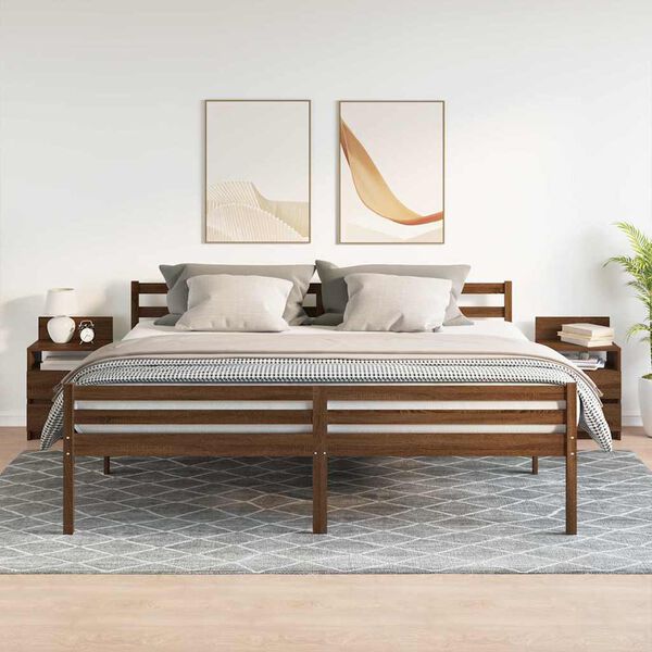 vidaXL Nattbord 2 stk med 2 skuffer brun eik 40x33x60 cm