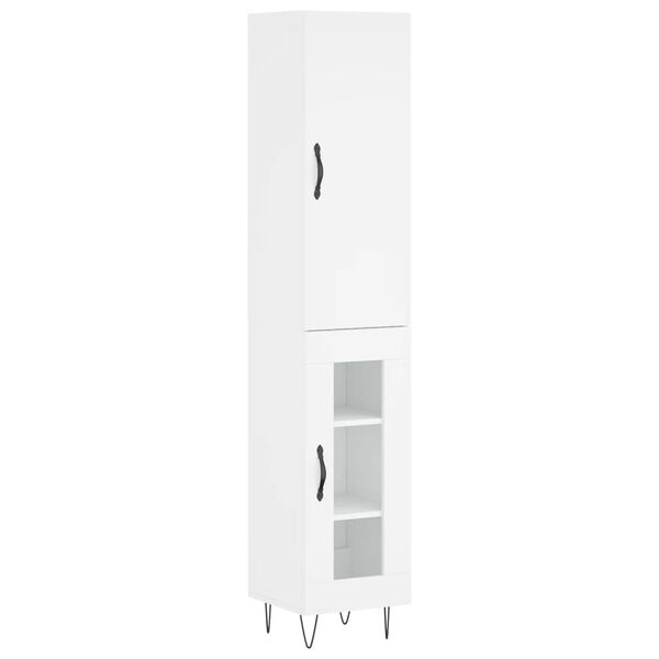 vidaXL Highboard hvit 34,5x34x180 cm konstruert tre