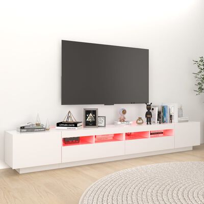 vidaXL TV-benk med LED-lys hvit 260x35x40 cm