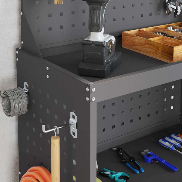 vidaXL Verktøytrolley med hylle Svart 65 x 35 x 111 cm Kaldvalsestål