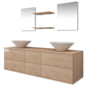 vidaXL Servant og baderomsm&oslash;bler 7 deler beige