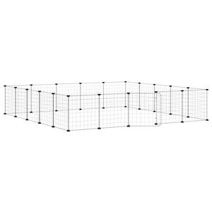 vidaXL Dyrebur 20 paneler med d&oslash;r svart 175x175x35 cm st&aring;l
