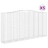 vidaXL Gabionkurver buede 5 stk 400x50x200/220 cm galvanisert jern