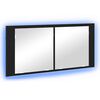 vidaXL LED Speilskap Svart Eik 100 x 12 x 45 cm Konstruert tre