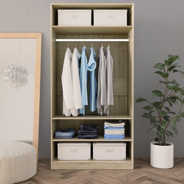 vidaXL Garderobe sonoma eik 100x50x200 cm konstruert tre