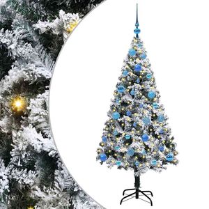 vidaXL Kunstig juletre med 150 LED Hvit 150 cm PVC og St&aring;l og Plast