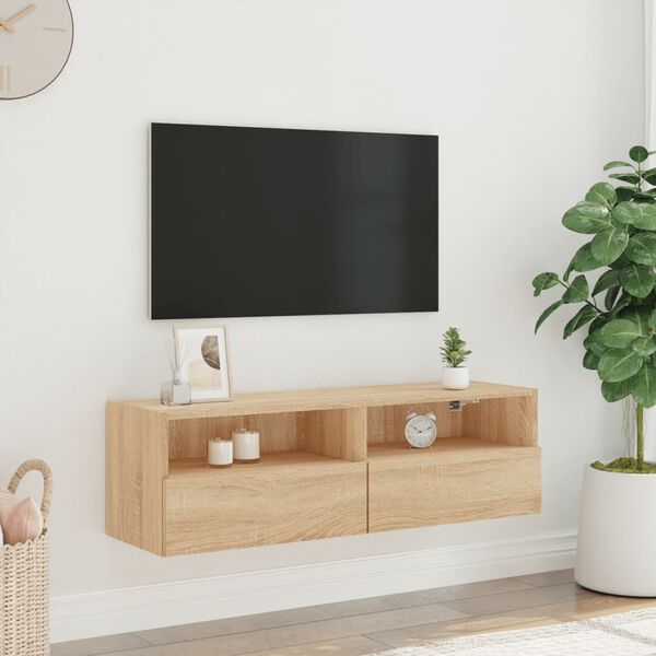 vidaXL Vegghengt TV-benk sonoma eik 100x30x30 cm konstruert tre