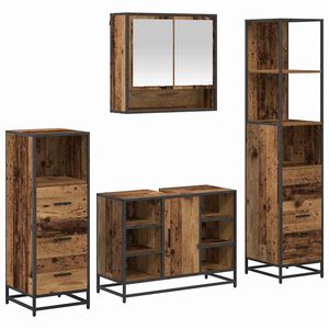 vidaXL Baderomsinnredningssett 4 stk. Gamle tre 80 x 33 x 60 cm