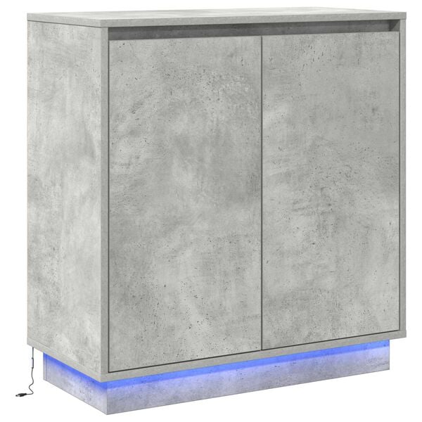 vidaXL LED sideboard Betonggr&aring; 71 x 34,5 x 75 cm Konstruert tre