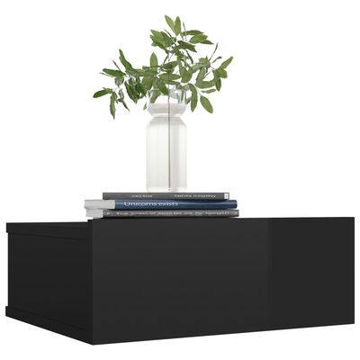 vidaXL Flytende nattbord 2 stk høyglans svart 40x30x15 cm sponplate