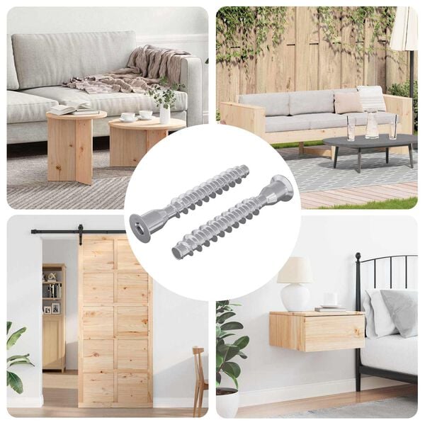 vidaXL Confirmatskruer 2 pcs &Oslash;7 x 60 mm (Gjengedybde x Total Lengde)