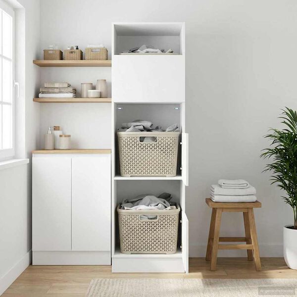 vidaXL Vaskeromskap med d&oslash;r Svart Eik 50 x 68 x 162 cm Konstruert tre