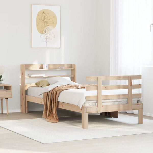 vidaXL Sengeramme med hodegavl 90x190 cm heltre furu