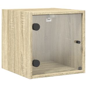 vidaXL Nattskap med glassd&oslash;rer sonoma eik 35x37x35 cm