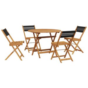 vidaXL Hagespisegruppe 5 deler svart polypropylen og heltre