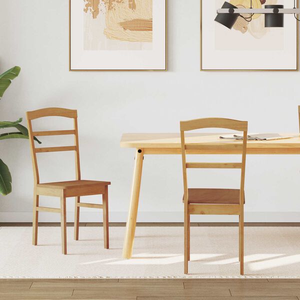 vidaXL Spisestuestol 2 pcs Naturlig Solid Gummitre