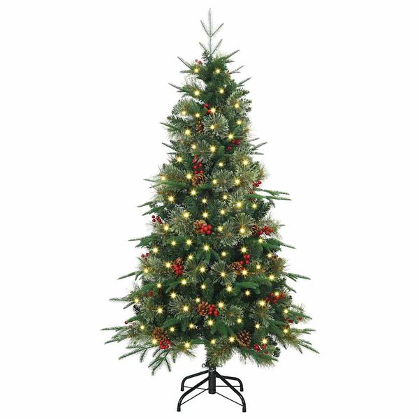 vidaXL Kunstig sammensatt juletre med 150 LED gr&oslash;nn 150 cm PE og PVC