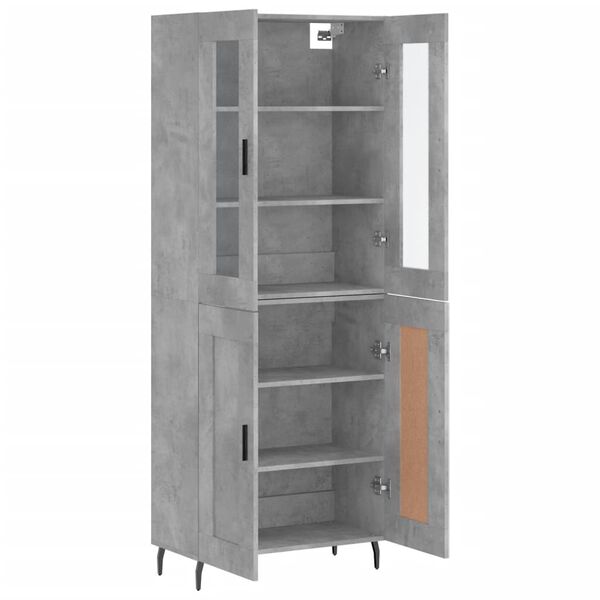 vidaXL Highboard betonggr&aring; 69,5x34x180 cm konstruert tre