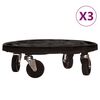 vidaXL Plantetralle med hjul 3 stk diameter 40 cm svart 275 kg