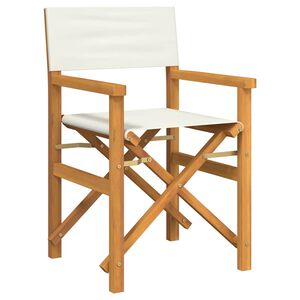 vidaXL Sammenleggbare regiss&oslash;rstol kremhvit heltre teak