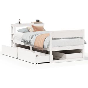 vidaXL Sengeramme uten madrass hvit 75x190 cm heltre furu