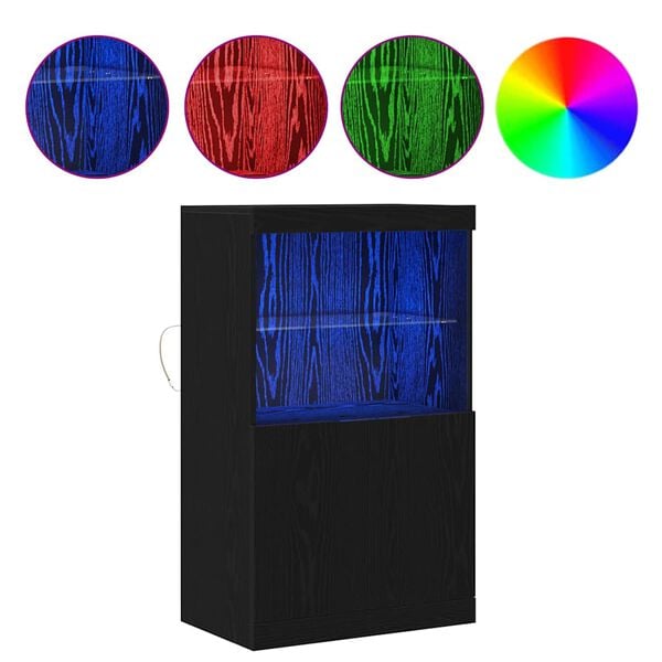 vidaXL LED sideboard Svart 60 x 37 x 100 cm Konstruert tre