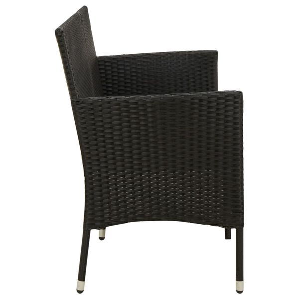 vidaXL Hagesofa med puter 3 seter svart polyrotting