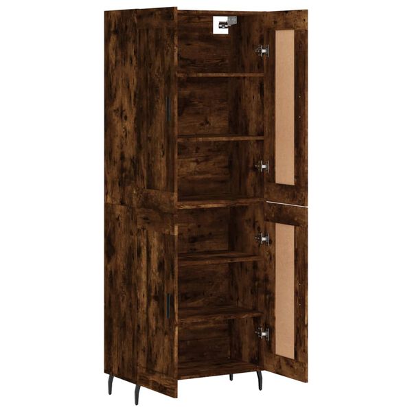 vidaXL Highboard røkt eik 69,5x34x180 cm konstruert tre
