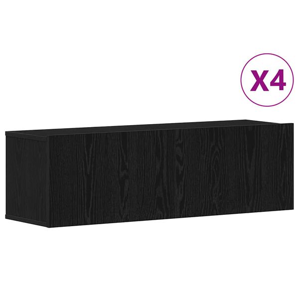 vidaXL TV-benksett 4 pcs Svart Eik 100 x 30 x 30 cm Konstruert tre