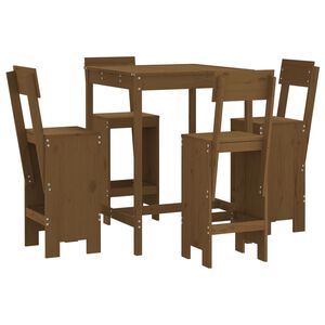 vidaXL Hagebarsett 5 deler honningbrun heltre furu