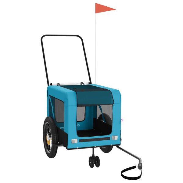 vidaXL Kj&aelig;ledyrsykkelhenger bl&aring; og svart oxfordstoff og jern