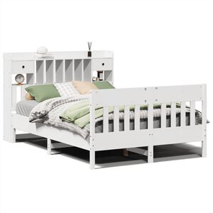 vidaXL Sengeramme uten madrass hvit 140x190 cm heltre furu