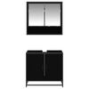 vidaXL Baderomsinnredningssett med d&oslash;r 2 pcs Svart Eik Konstruert tre