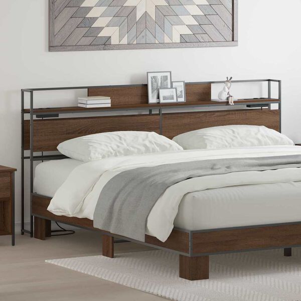 vidaXL Lagringshodegavl med hylle brun eik 180 cm Konstruert tre