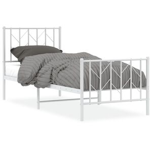 vidaXL Sengeramme i metall med hode- og fotgavl hvit 75x190 cm