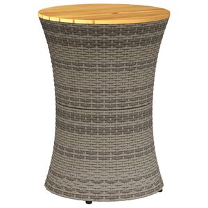 vidaXL Sidebord for hage trommeformet gr&aring; polyrotting og heltre