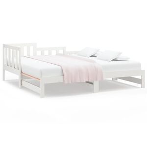 vidaXL Uttrekkbar dagseng hvit 2x(90x190) cm heltre furu