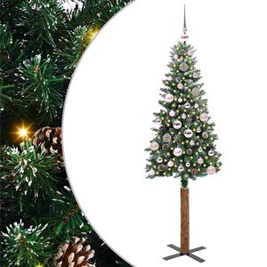 vidaXL Slim juletre med 150 LED gr&oslash;nn 150 cm PVC og Massivt Furu tre