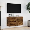 vidaXL Vegghengt TV-benker med LED-lys 2 stk r&oslash;kt eik 41x31x45 cm