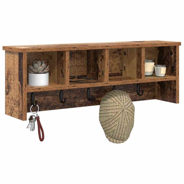 vidaXL Vegghengt kleshenger Gammelt tre 75 x 16 x 26 cm Konstruert tre
