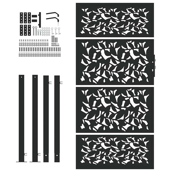 vidaXL Hageport svart 100x175 cm st&aring;lbladdesign