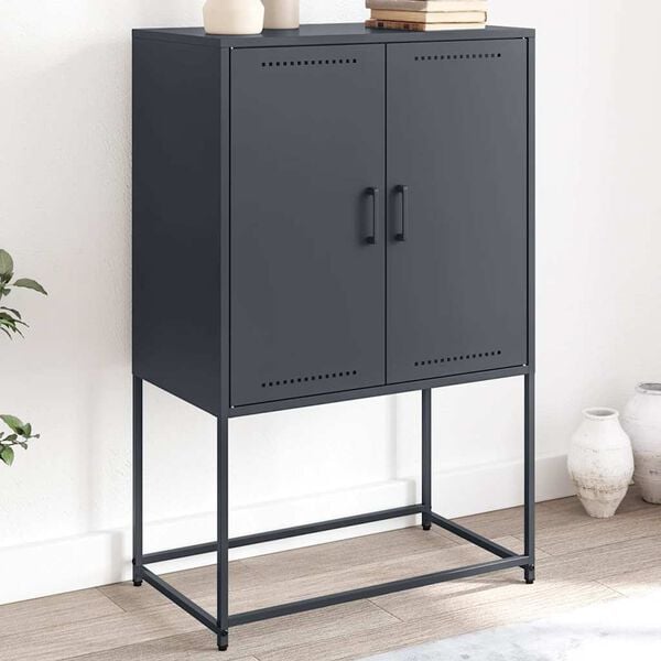vidaXL Highboard antrasitt 68,5x38,5x107 cm st&aring;l